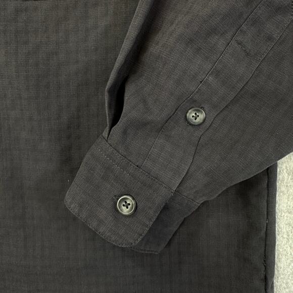 Bungalow Dress Shirt Mens M Button Up Long Sleeve Charcoal Plaid Vented Collared - Picture 5 of 7